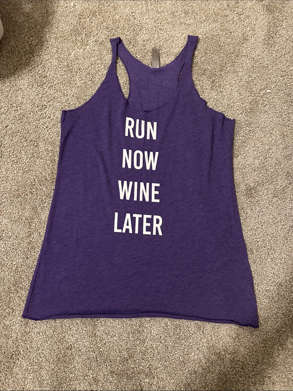 Next Level Apparel Purple Racerback Tank with White Slogan